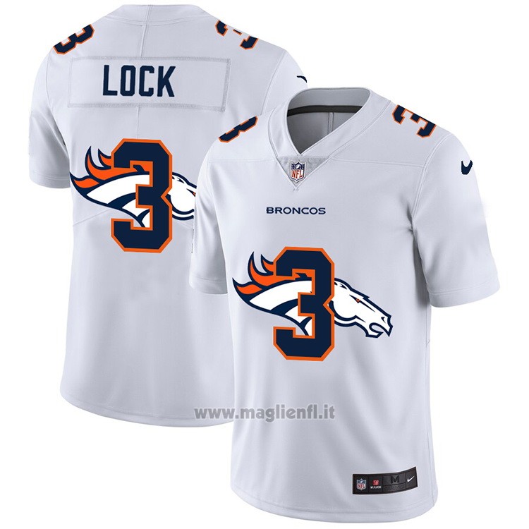 Maglia NFL Limited Denver Broncos Lock Logo Dual Overlap Bianco